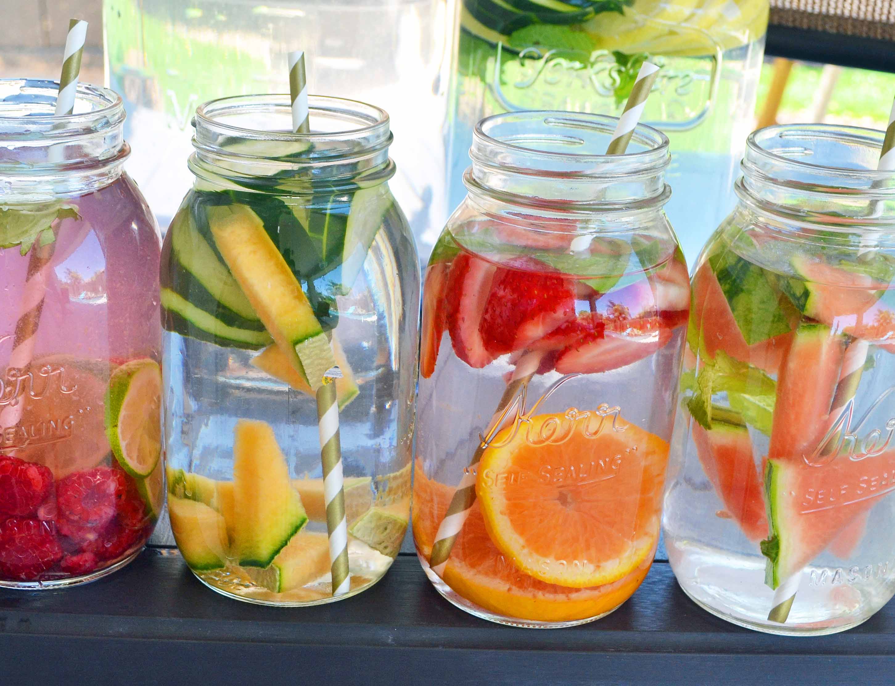 Clean water and fresh fruits